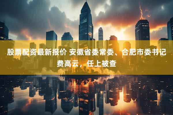 股票配资最新报价 安徽省委常委、合肥市委书记费高云，任上被查