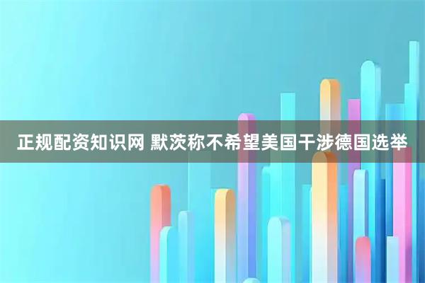 正规配资知识网 默茨称不希望美国干涉德国选举